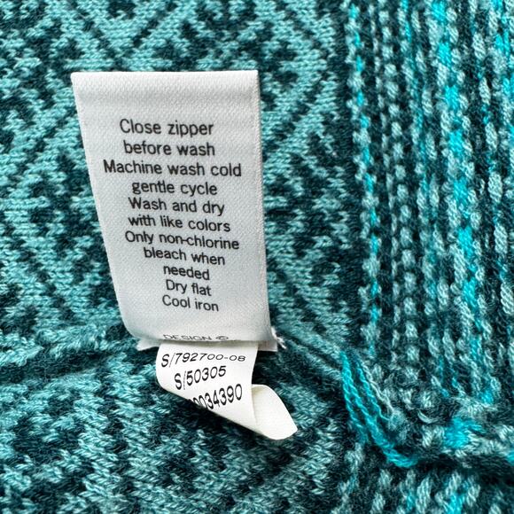 Athleta Spooner Summit Nordic Print Knit Long Line Zipper Cardigan Women's XL - Picture 8 of 9